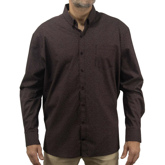 Camisa Café con Estampado de Manga Larga 100% Algodón Talla Extra 2504030