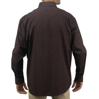Camisa Café con Estampado de Manga Larga 100% Algodón Talla Extra 2504030