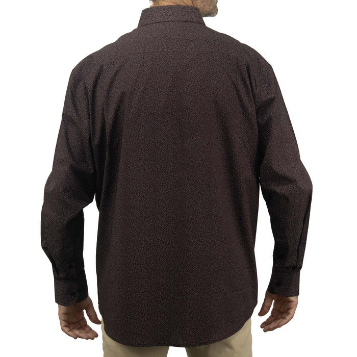 Camisa Café con Estampado de Manga Larga 100% Algodón Talla Extra 2504030