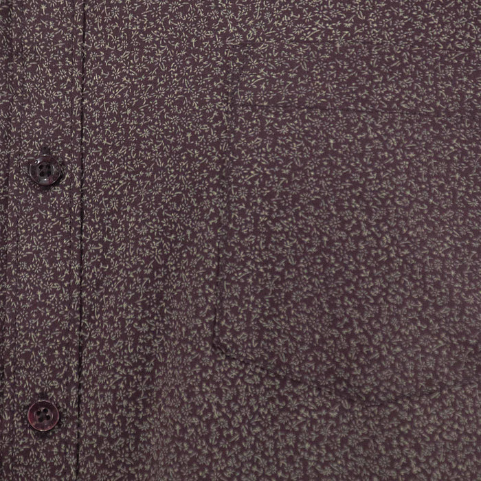 Camisa Café con Estampado de Manga Larga 100% Algodón Talla Extra 2504030