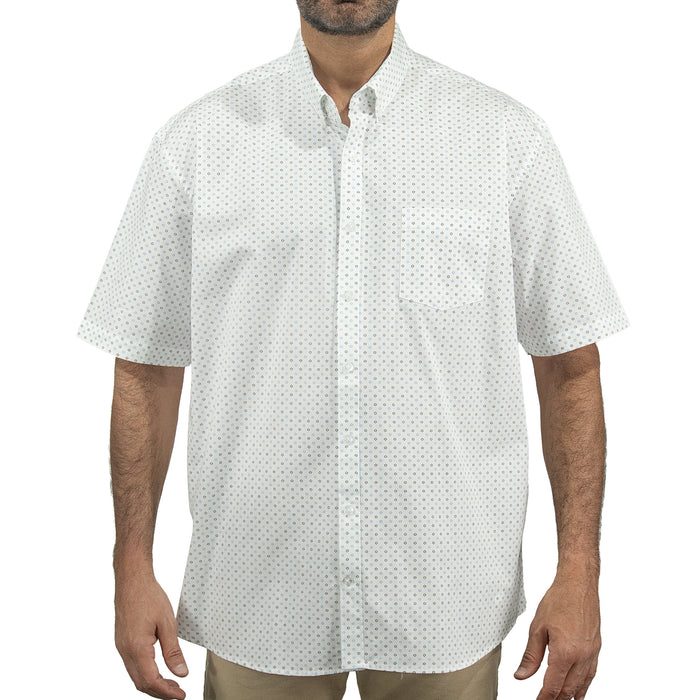 Camisa Blanca con Estampado de Manga Corta 100% Algodón Talla Extra 2504032