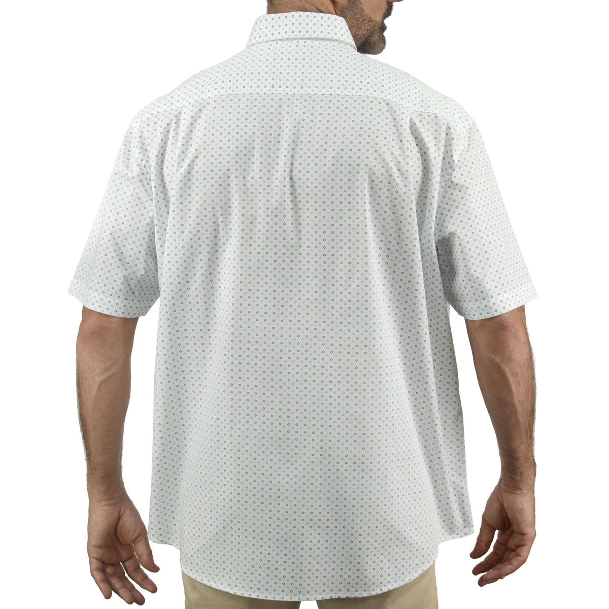 Camisa Blanca con Estampado de Manga Corta 100% Algodón Talla Extra 2504032