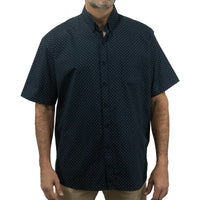 Camisa Azul con Estampado de Manga Corta 100% Algodón Talla Extra 2504033