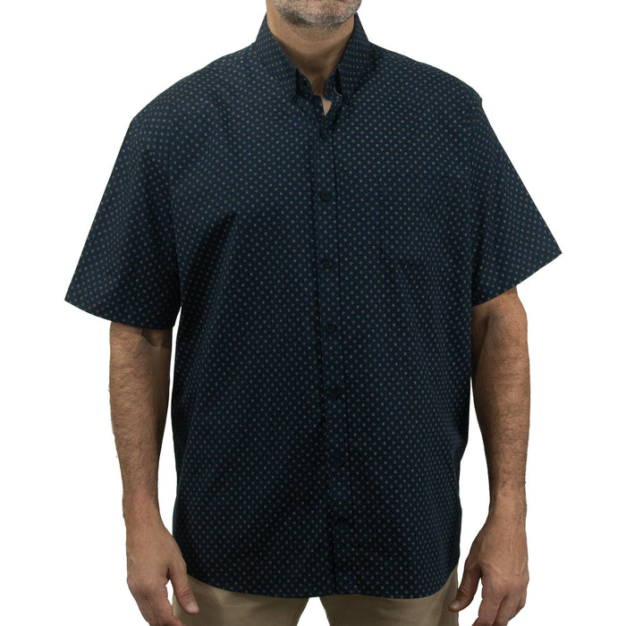 Camisa Azul con Estampado de Manga Corta 100% Algodón Talla Extra 2504033