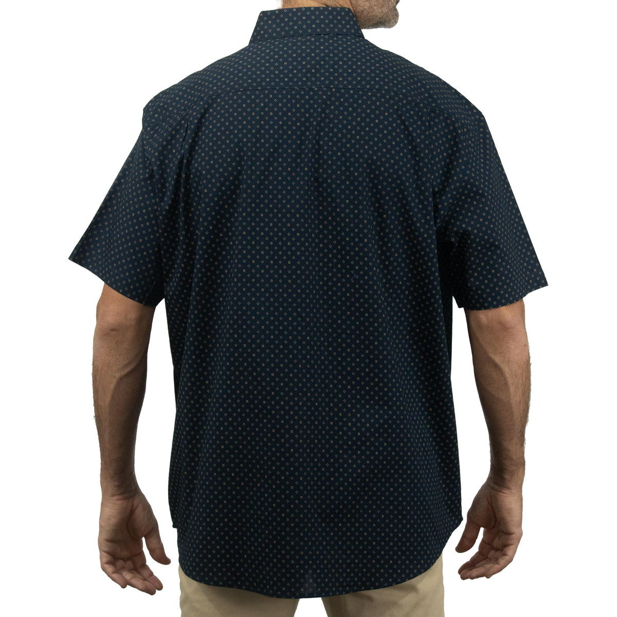 Camisa Azul con Estampado de Manga Corta 100% Algodón Talla Extra 2504033