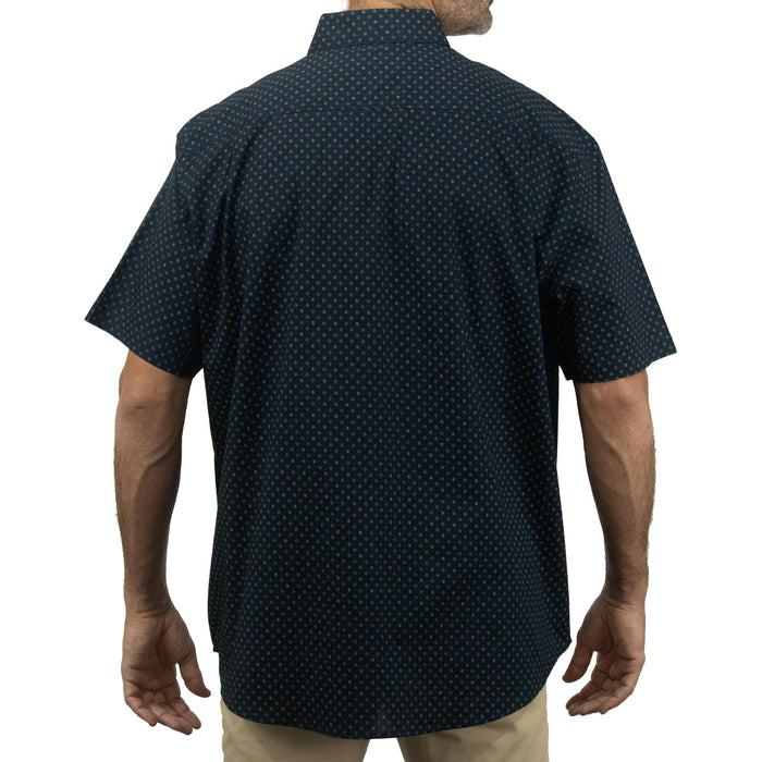 Camisa Azul con Estampado de Manga Corta 100% Algodón Talla Extra 2504033