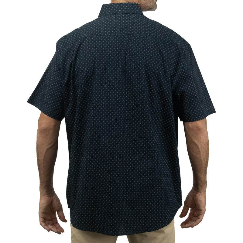 Camisa Azul con Estampado de Manga Corta 100% Algodón Talla Extra 2504033