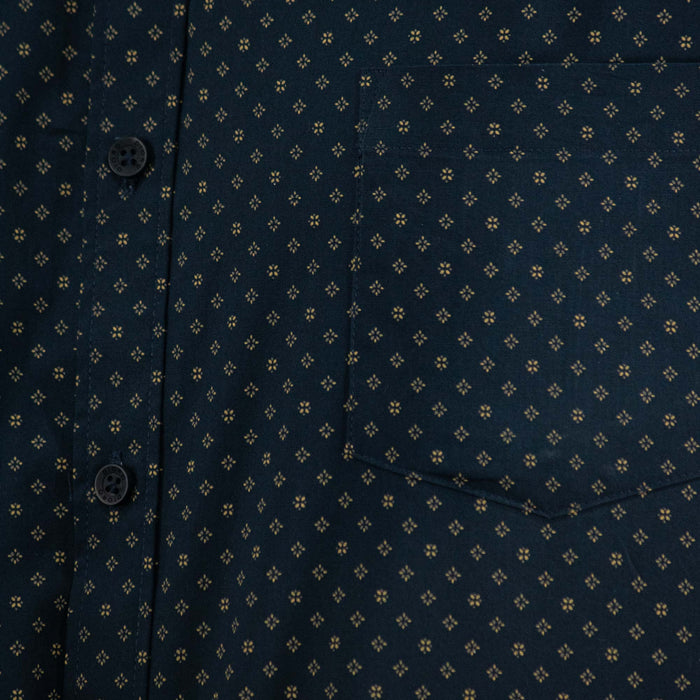 Camisa Azul con Estampado de Manga Corta 100% Algodón Talla Extra 2504033