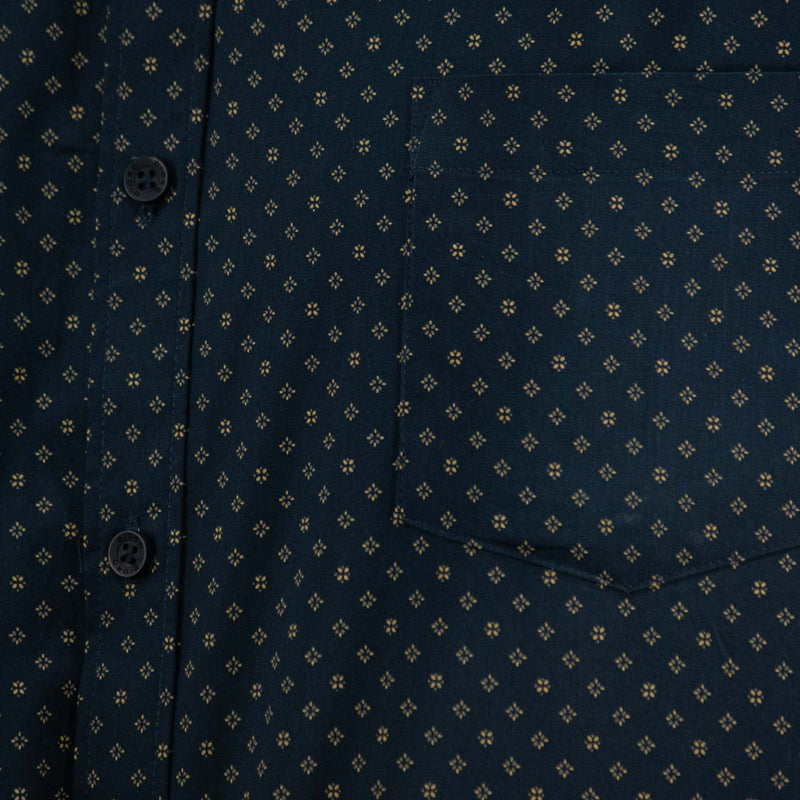 Camisa Azul con Estampado de Manga Corta 100% Algodón Talla Extra 2504033