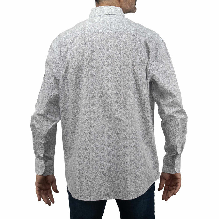 Camisa con Estampado Blanca de Manga Larga 100% Algodón Talla Extra 2505037