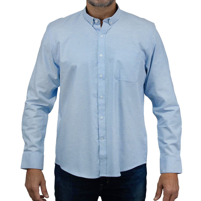 Camisa Azul Lisa con Manga Larga 100% Algodón 2505039