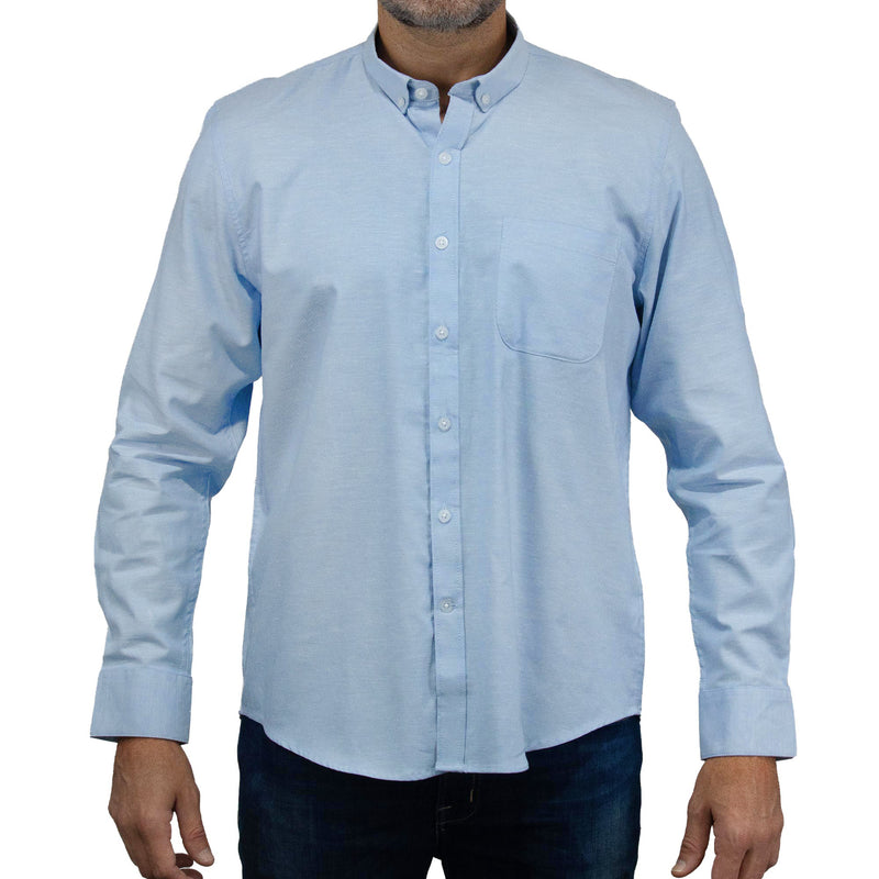 Camisa Azul Lisa con Manga Larga 100% Algodón 2505039