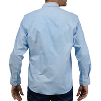 Camisa Azul Lisa con Manga Larga 100% Algodón 2505039