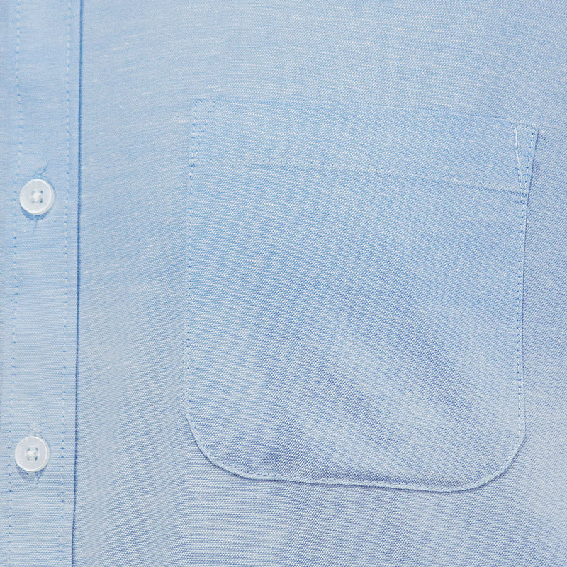 Camisa Azul Lisa con Manga Larga 100% Algodón 2505039