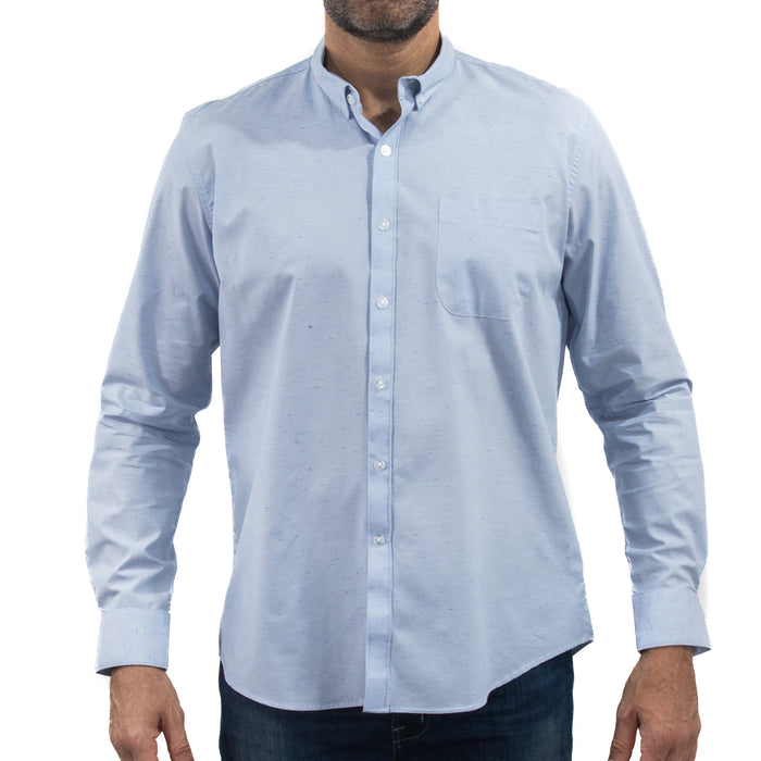 Camisa Azul Lisa con Manga Larga 100% Algodón 2505042