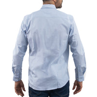 Camisa Azul Lisa con Manga Larga 100% Algodón 2505042
