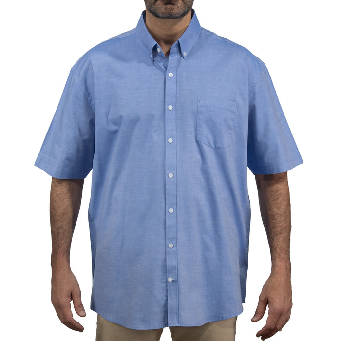 Camisa Azul Lisa con Manga Corta 100% Algodón 2505043 Talla Extra
