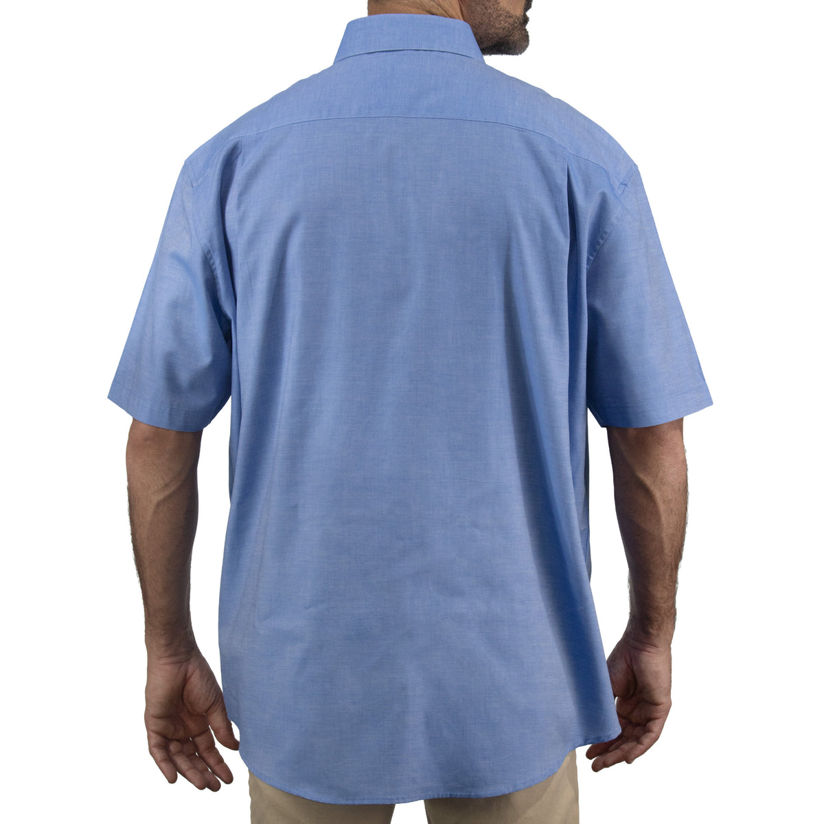 Camisa Azul Lisa con Manga Corta 100% Algodón 2505043 Talla Extra