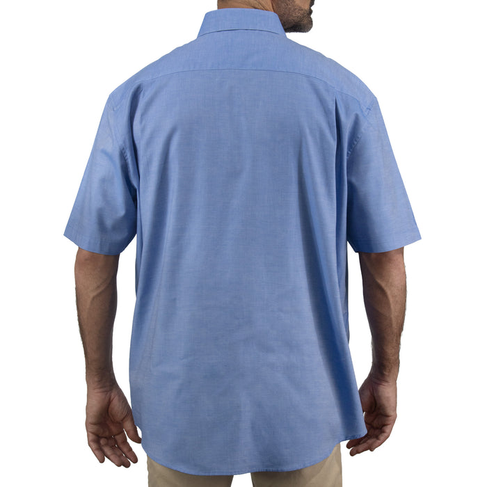 Camisa Azul Lisa con Manga Corta 100% Algodón 2505043 Talla Extra