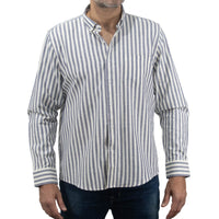 Camisa Rayas Gris con Manga Larga 100% Algodón 2505045