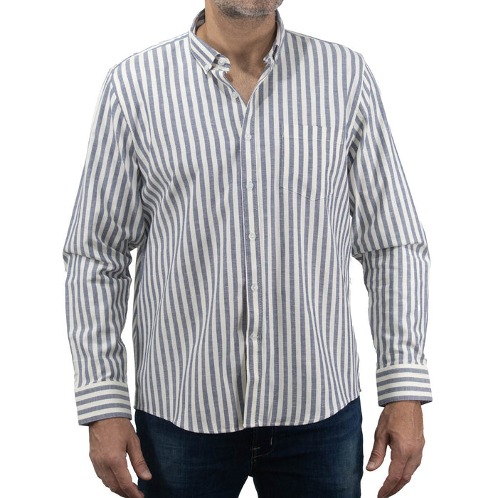 Camisa Rayas Gris con Manga Larga 100% Algodón 2505045