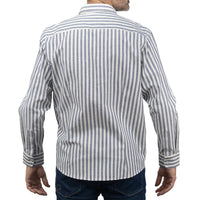 Camisa Rayas Gris con Manga Larga 100% Algodón 2505045