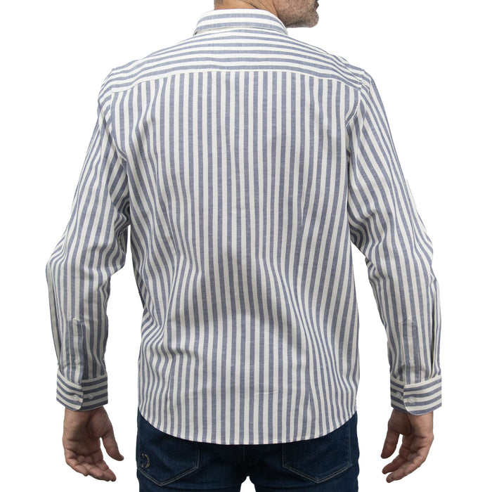 Camisa Rayas Gris con Manga Larga 100% Algodón 2505045