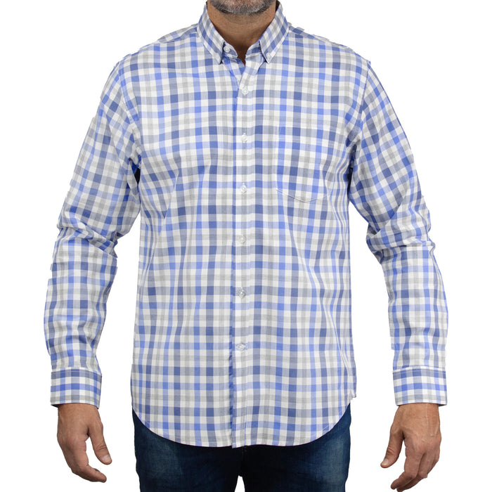 Camisa Cuadros Azul con Manga Larga 100% Algodón 2505047