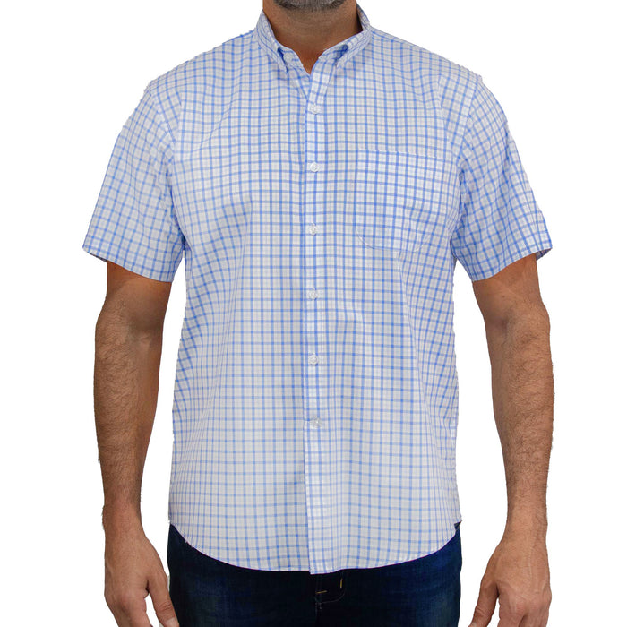 Camisa de Manga Corta Cuadros Azul 100% Algodón 2505048