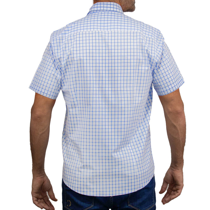 Camisa de Manga Corta Cuadros Azul 100% Algodón 2505048