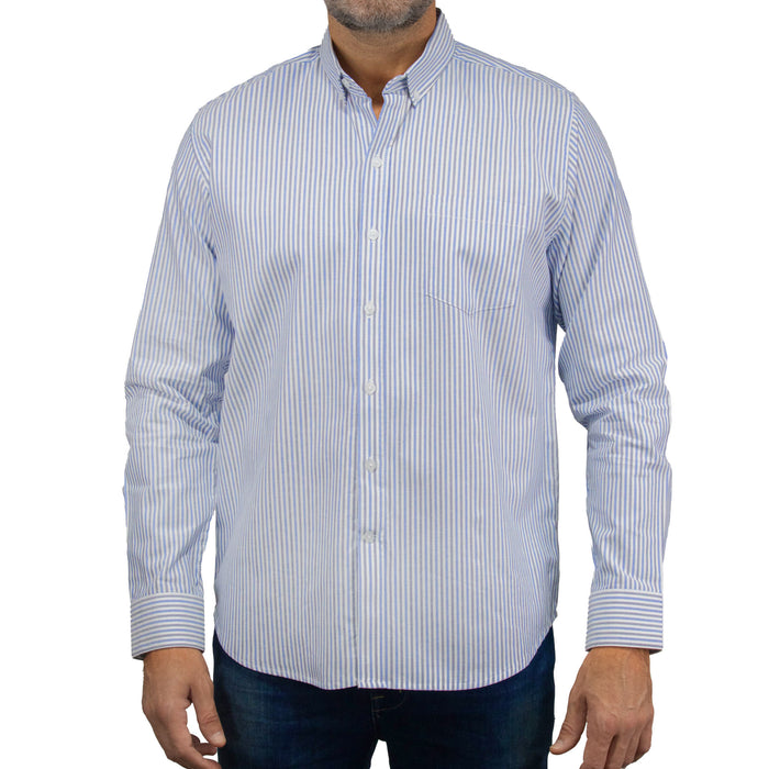 Camisa Rayas Azul con Manga Larga 100% Algodón 2505053