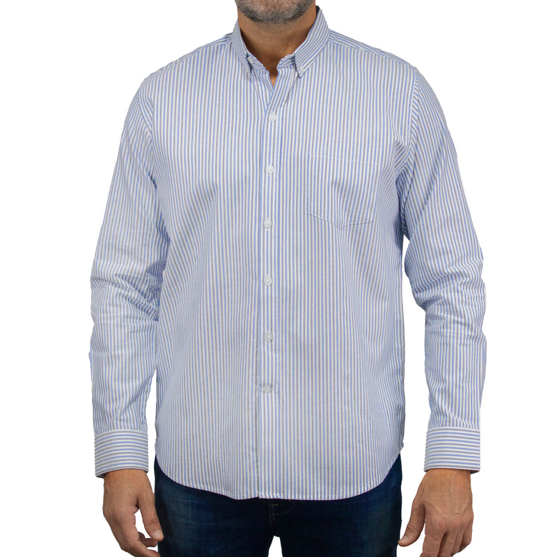 Camisa Rayas Azul con Manga Larga 100% Algodón 2505053