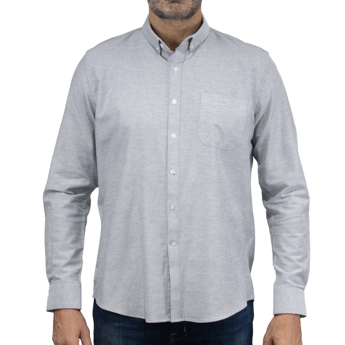 Camisa Gris Lisa con Manga Larga 100% Algodón 2505054