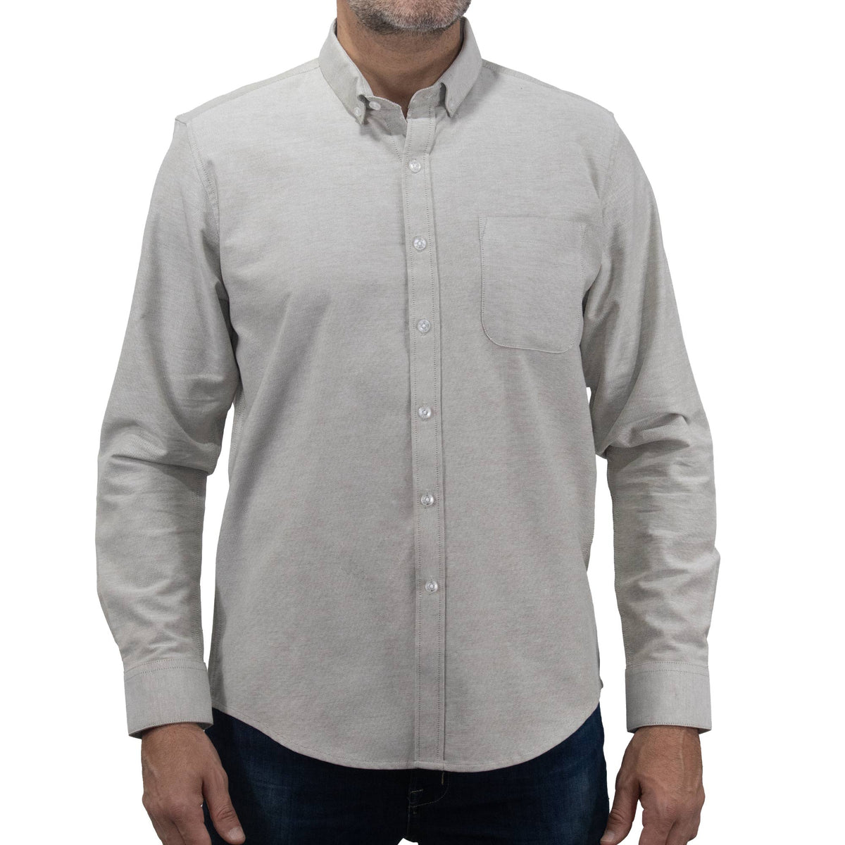 Camisa Lisa Gris con Manga Larga 100% Algodón 2505055
