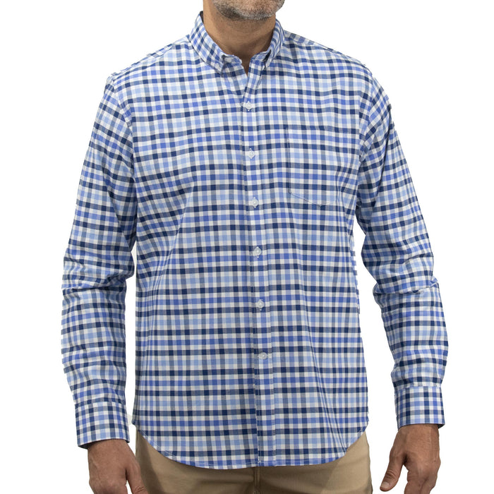 Camisa de Manga Larga Cuadros Azul 100% Algodón 2505058