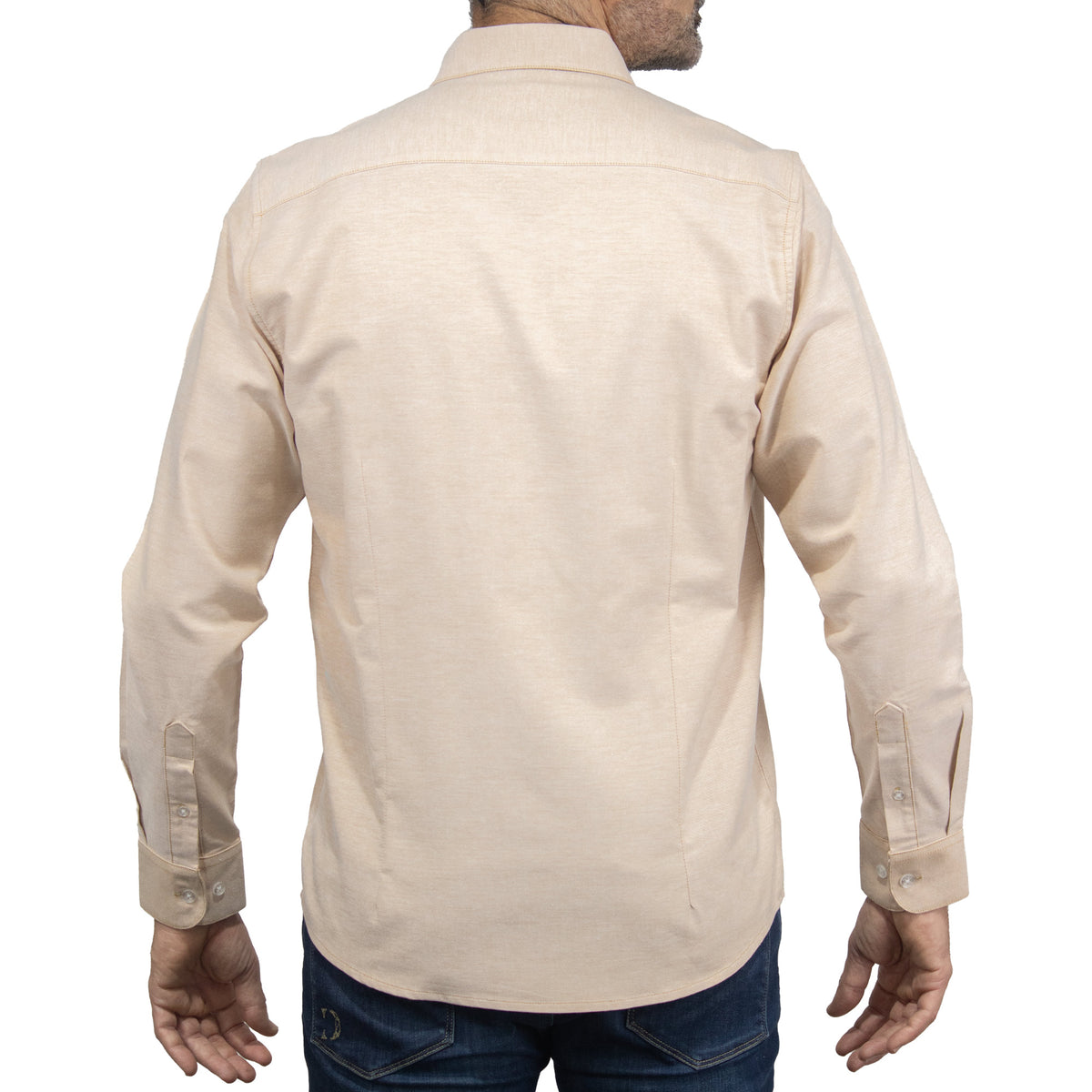 Camisa Caqui Lisa con Manga Larga 100% Algodón 2505061