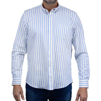 Camisa Rayas Azul con Manga Larga 100% Algodón 2505066
