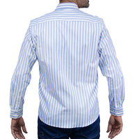 Camisa Rayas Azul con Manga Larga 100% Algodón 2505066