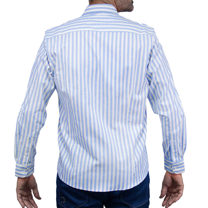 Camisa Rayas Azul con Manga Larga 100% Algodón 2505066