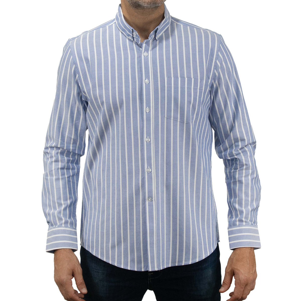 Camisa Rayas Azul con Manga Larga 100% Algodón 2505069