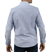 Camisa Rayas Azul con Manga Larga 100% Algodón 2505069