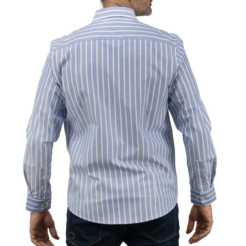 Camisa Rayas Azul con Manga Larga 100% Algodón 2505069