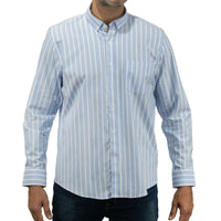 Camisa Rayas Azul con Manga Larga 100% Algodón 2505071