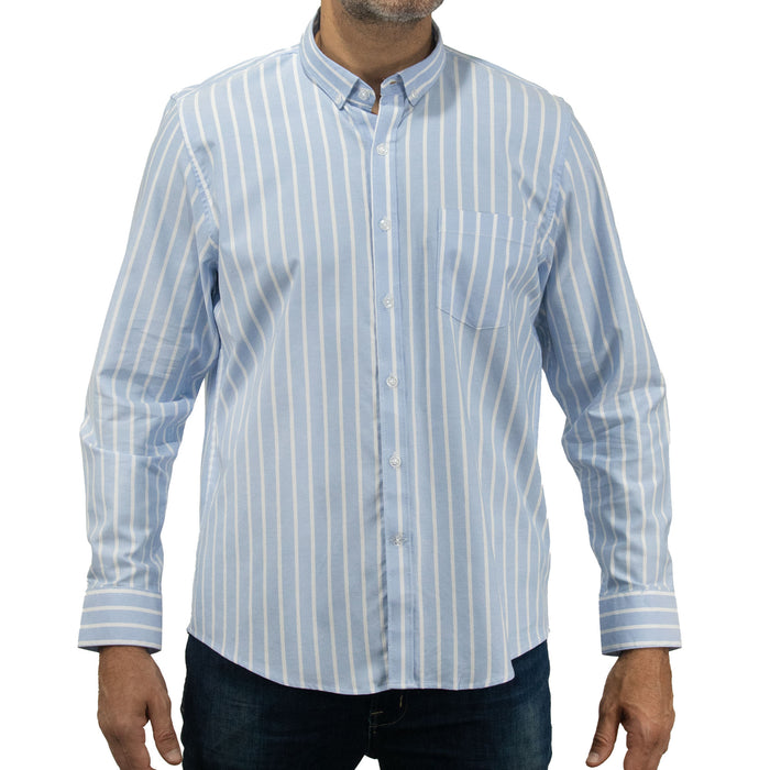 Camisa Rayas Azul con Manga Larga 100% Algodón 2505071