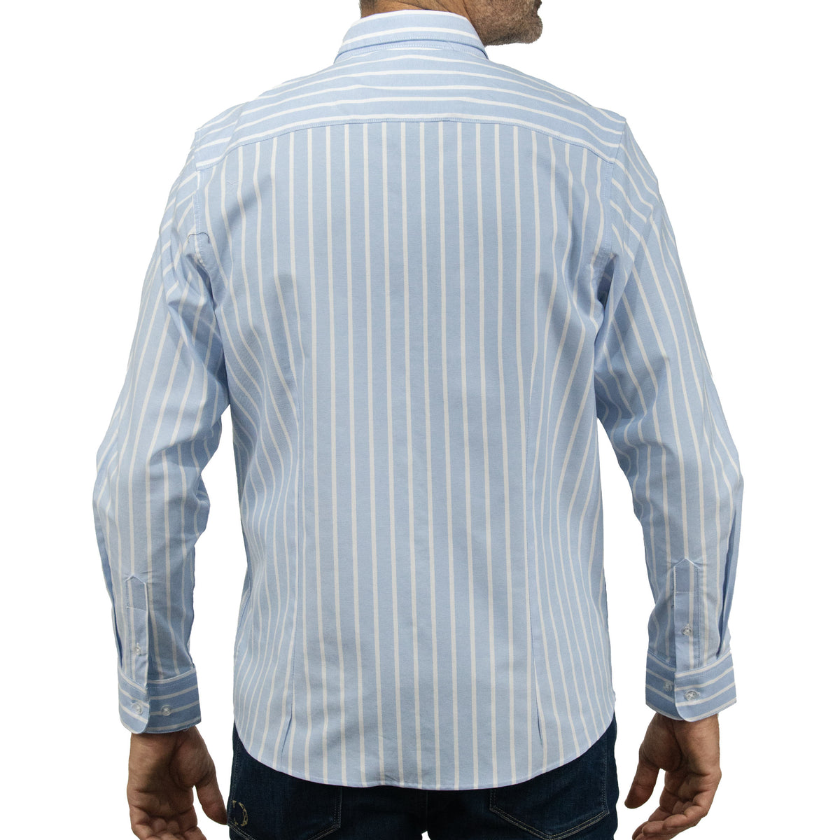 Camisa Rayas Azul con Manga Larga 100% Algodón 2505071