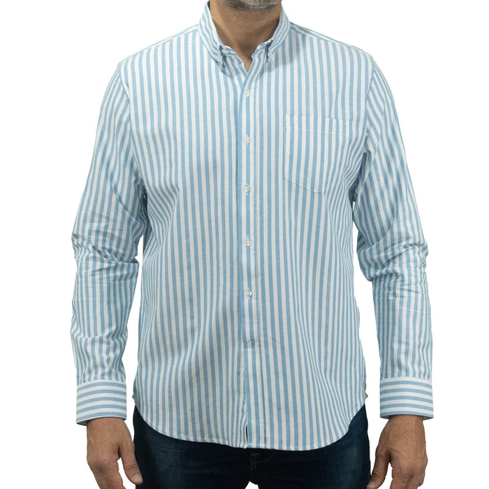 Camisa Rayas Azul con Manga Larga 100% Algodón 2505073