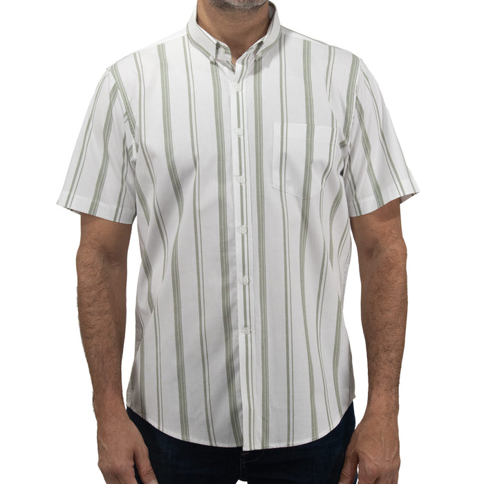 Camisa Rayas Verde con Manga Corta 100% Algodón 2505077