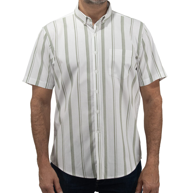 Camisa Rayas Verde con Manga Corta 100% Algodón 2505077