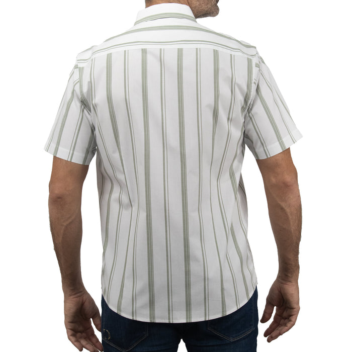 Camisa Rayas Verde con Manga Corta 100% Algodón 2505077