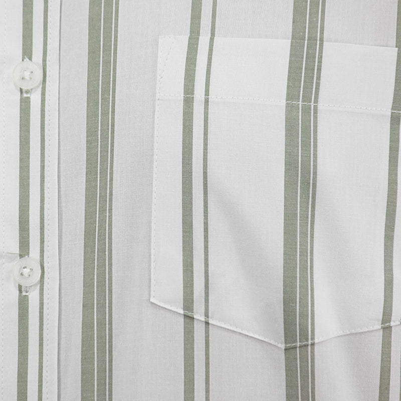 Camisa Rayas Verde con Manga Corta 100% Algodón 2505077